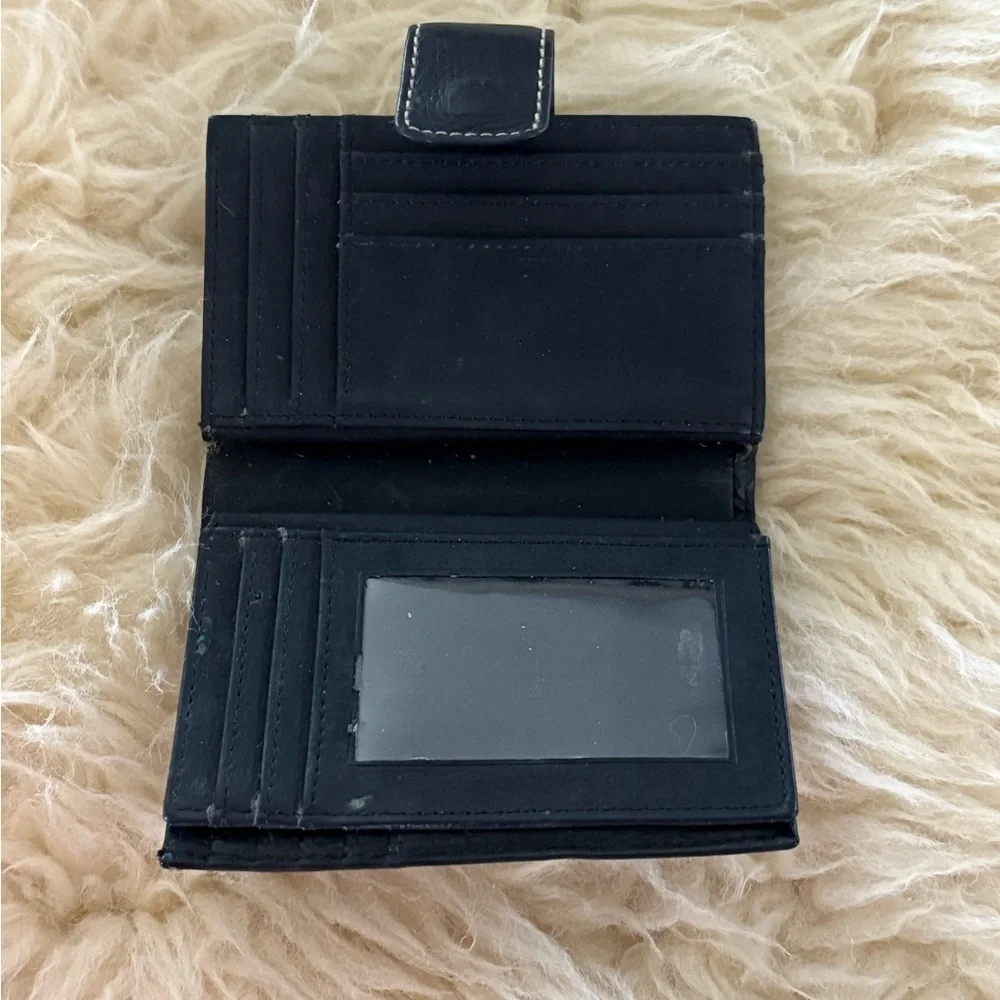 Black Leather Wallet with Stitching